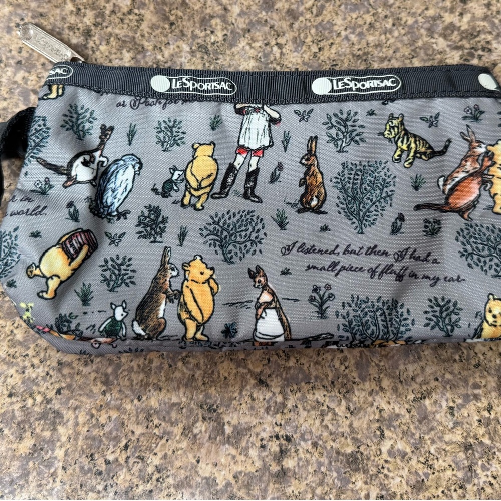 LeSportsac Gray Winnie the Pooh Print Pouch Wristlet